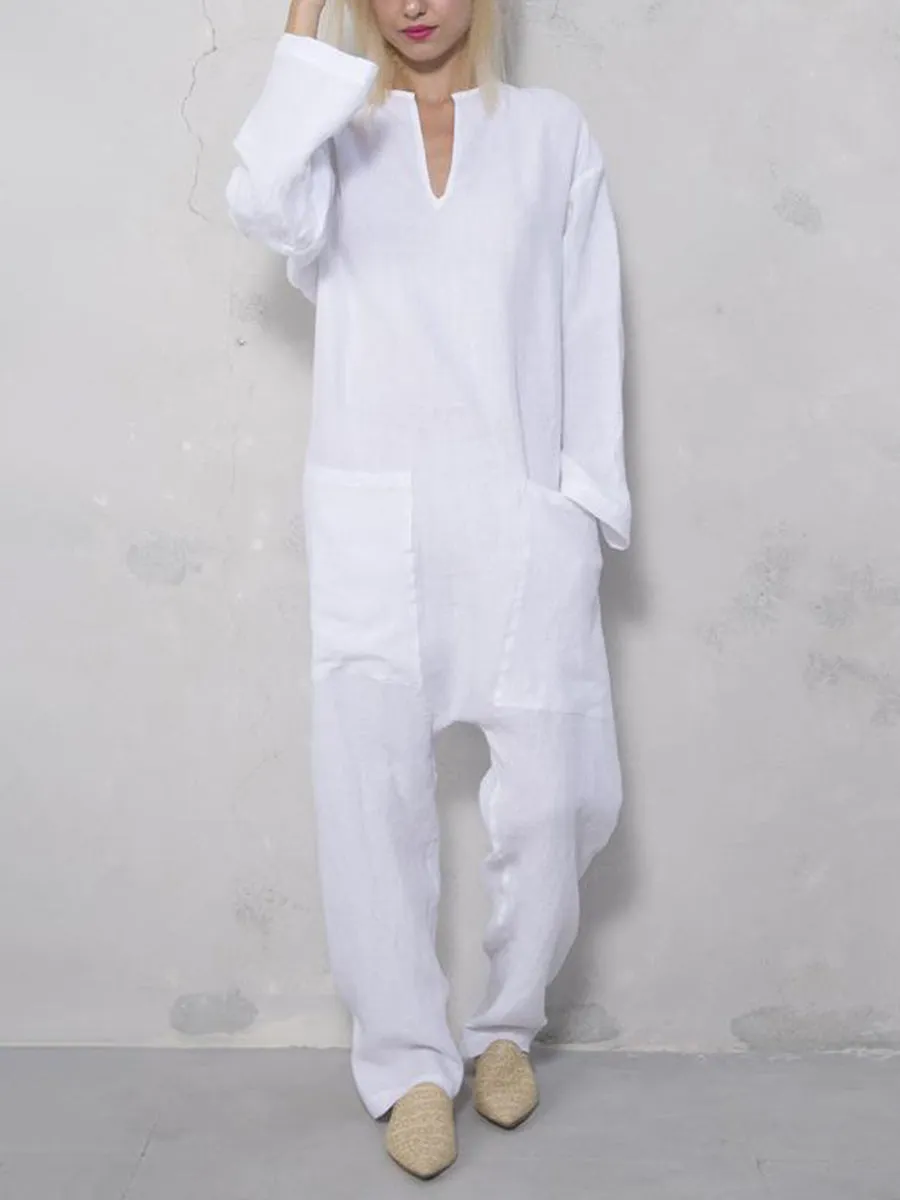 Casual Loose Soft Cotton Linen Jumpsuit