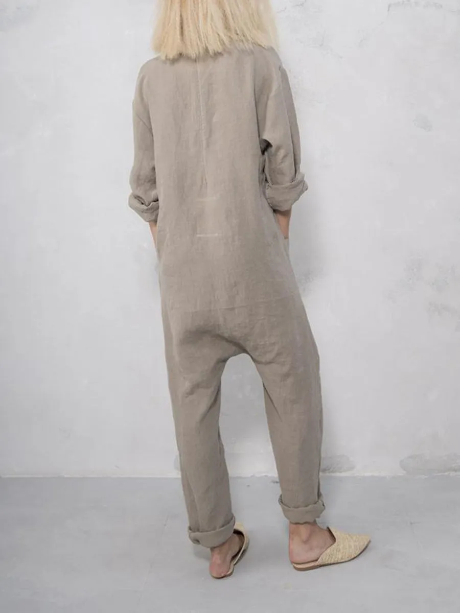 Casual Loose Soft Cotton Linen Jumpsuit