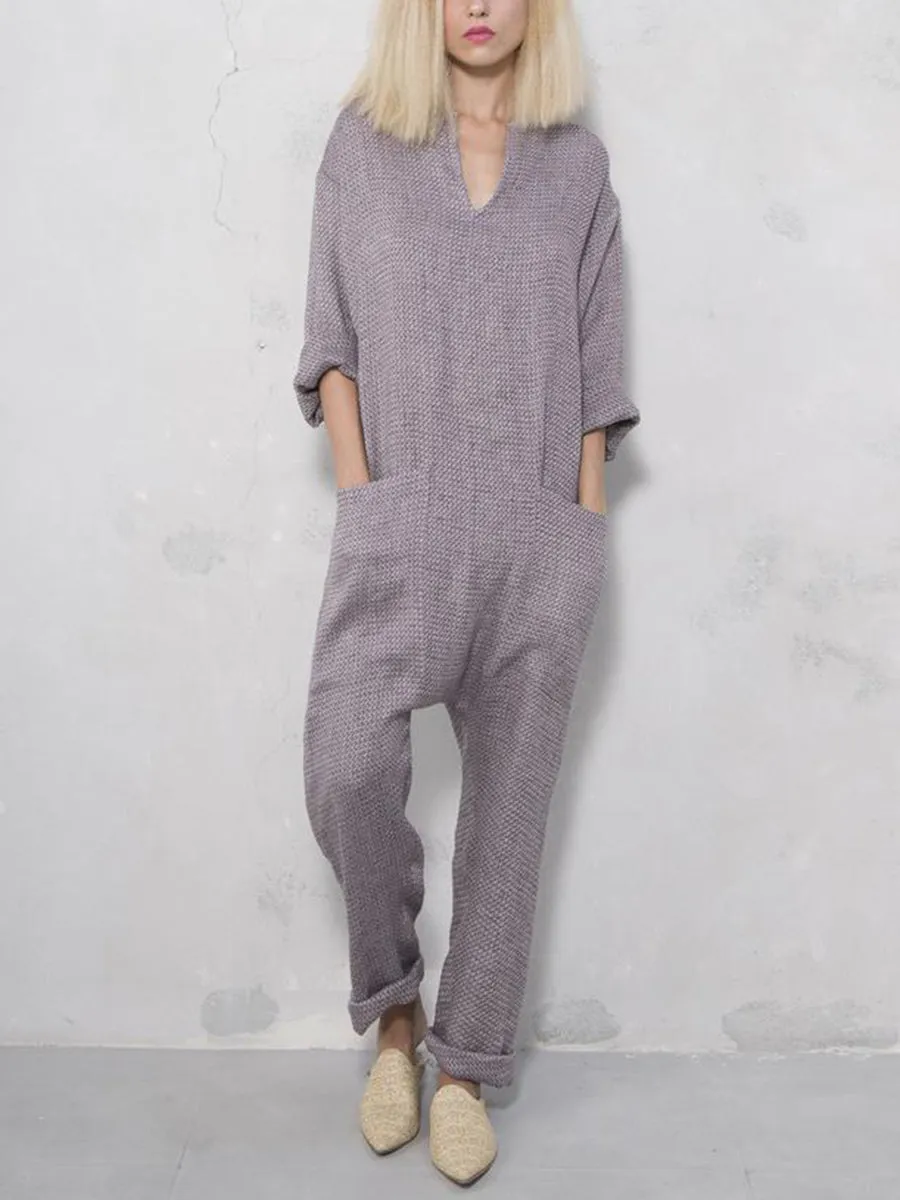 Casual Loose Soft Cotton Linen Jumpsuit