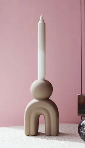 Ceramic Beige Candle Holder