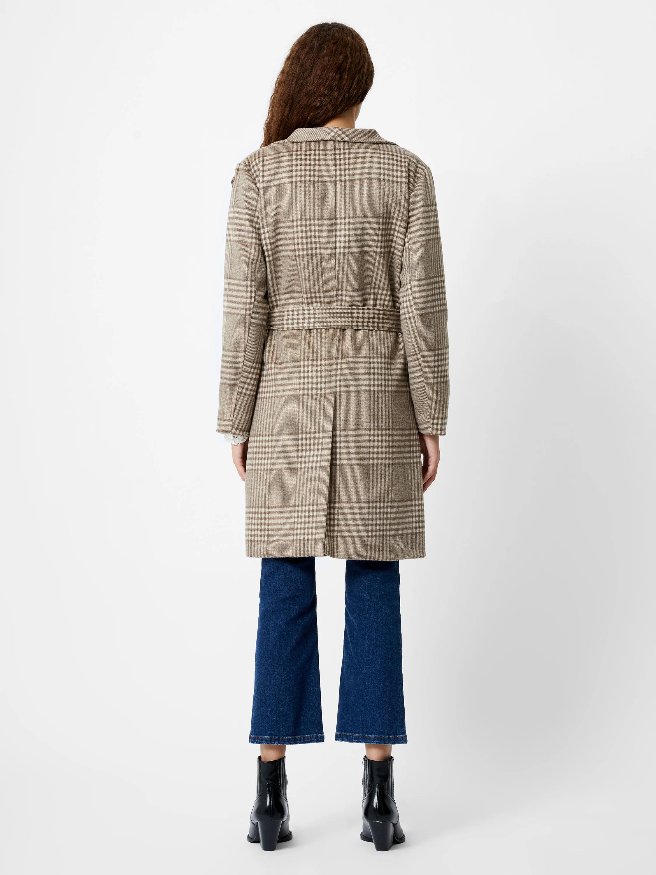 Check Belted Wrap Coat