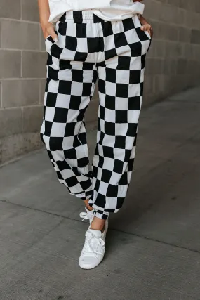 Checkered Joggers - Black Jack