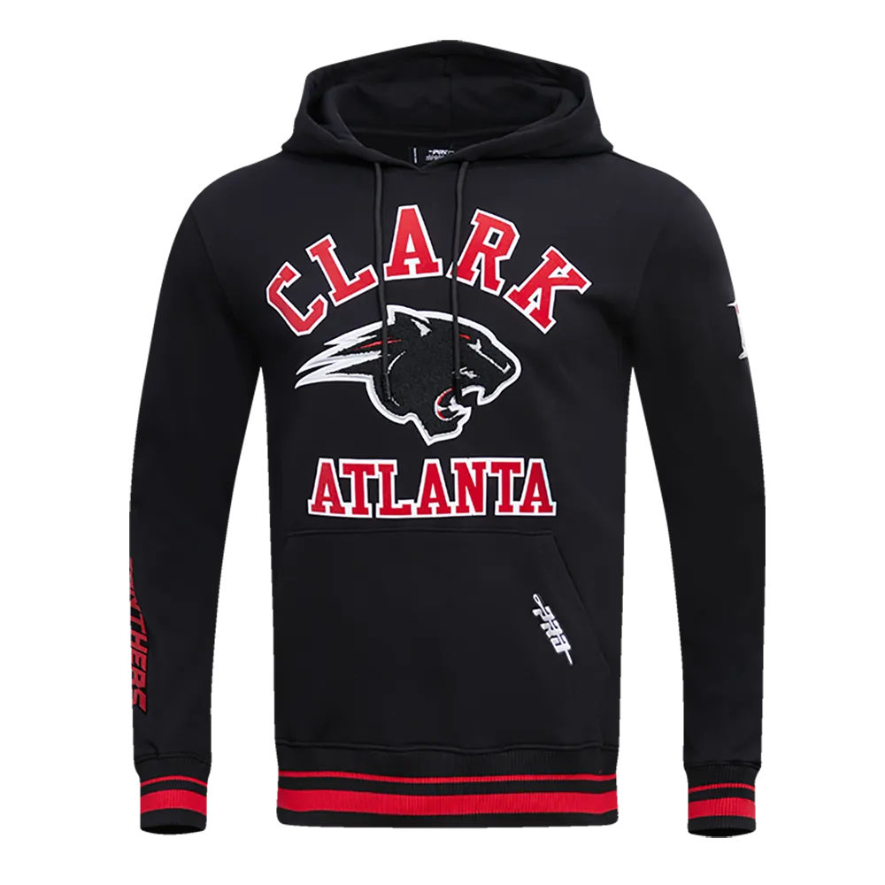 CLARK ATLANTA UNIVERSITY CLASSIC MEN'S STACKED LOGO PO HOODIE (BLACK/RED/BLACK)