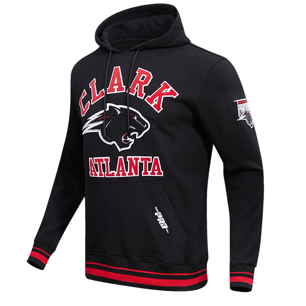 CLARK ATLANTA UNIVERSITY CLASSIC MEN'S STACKED LOGO PO HOODIE (BLACK/RED/BLACK)