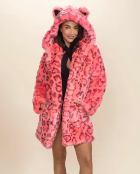 Classic Women's Faux Fur Coat | Hot Pink Leopard