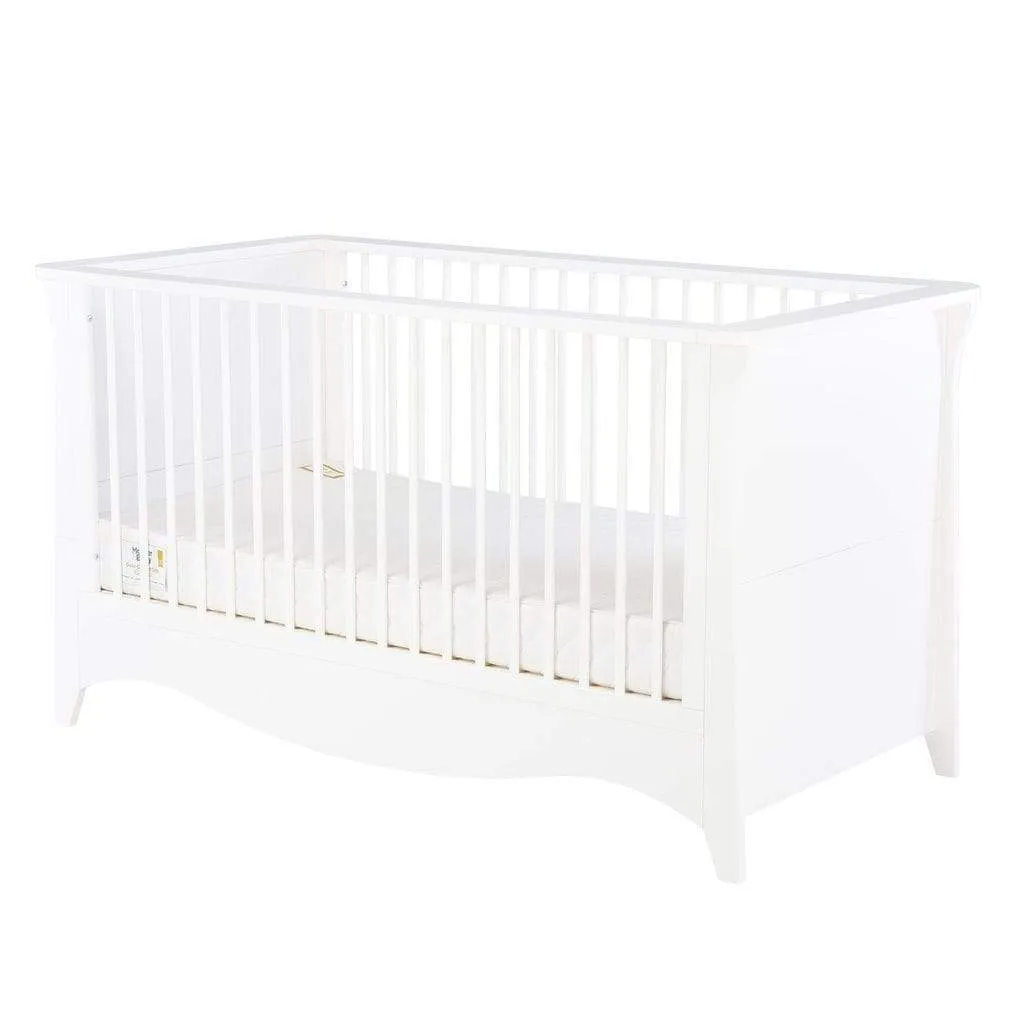 Cuddleco Clara 3 Piece Set 3 Drawer Dresser, Cot Bed and Wardrobe - White