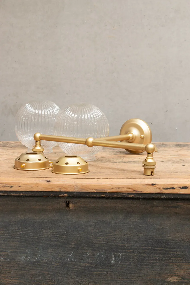 Dakota Reeded Glass Double Wall Light Fixture