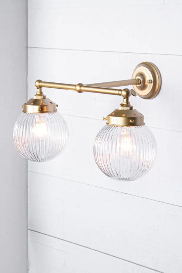 Dakota Reeded Glass Double Wall Light Fixture