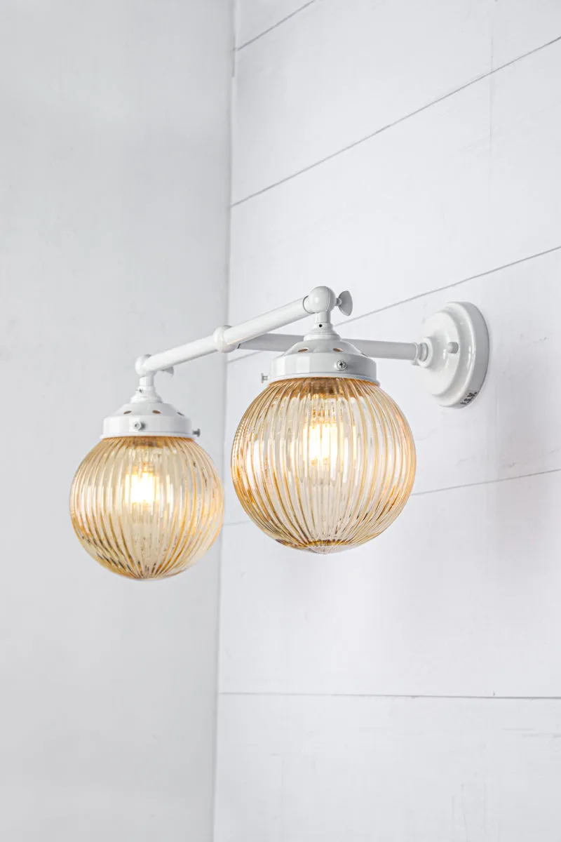 Dakota Reeded Glass Double Wall Light Fixture