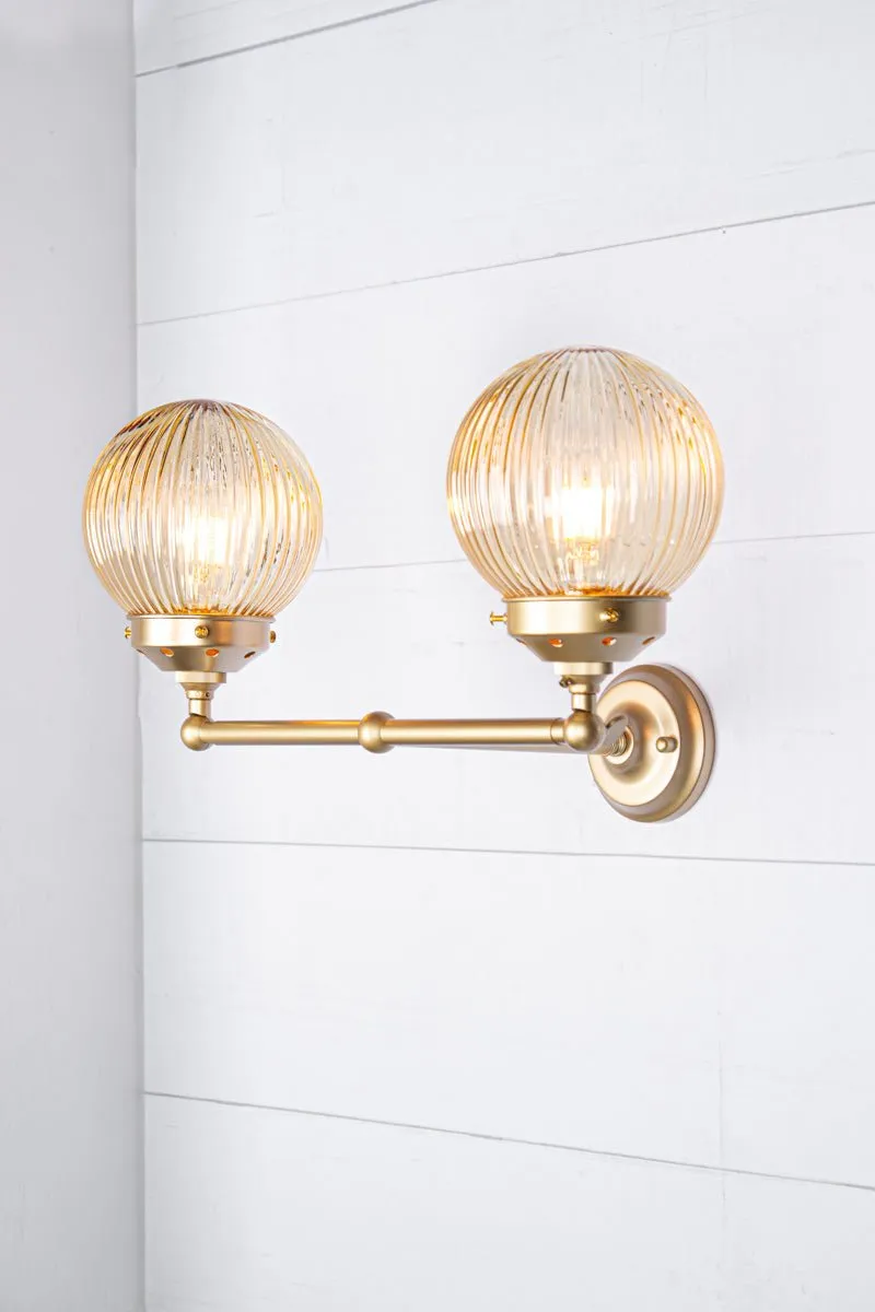 Dakota Reeded Glass Double Wall Light Fixture