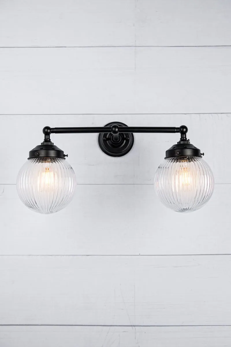 Dakota Reeded Glass Double Wall Light Fixture