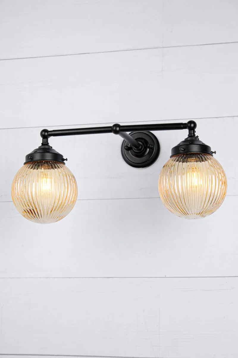 Dakota Reeded Glass Double Wall Light Fixture