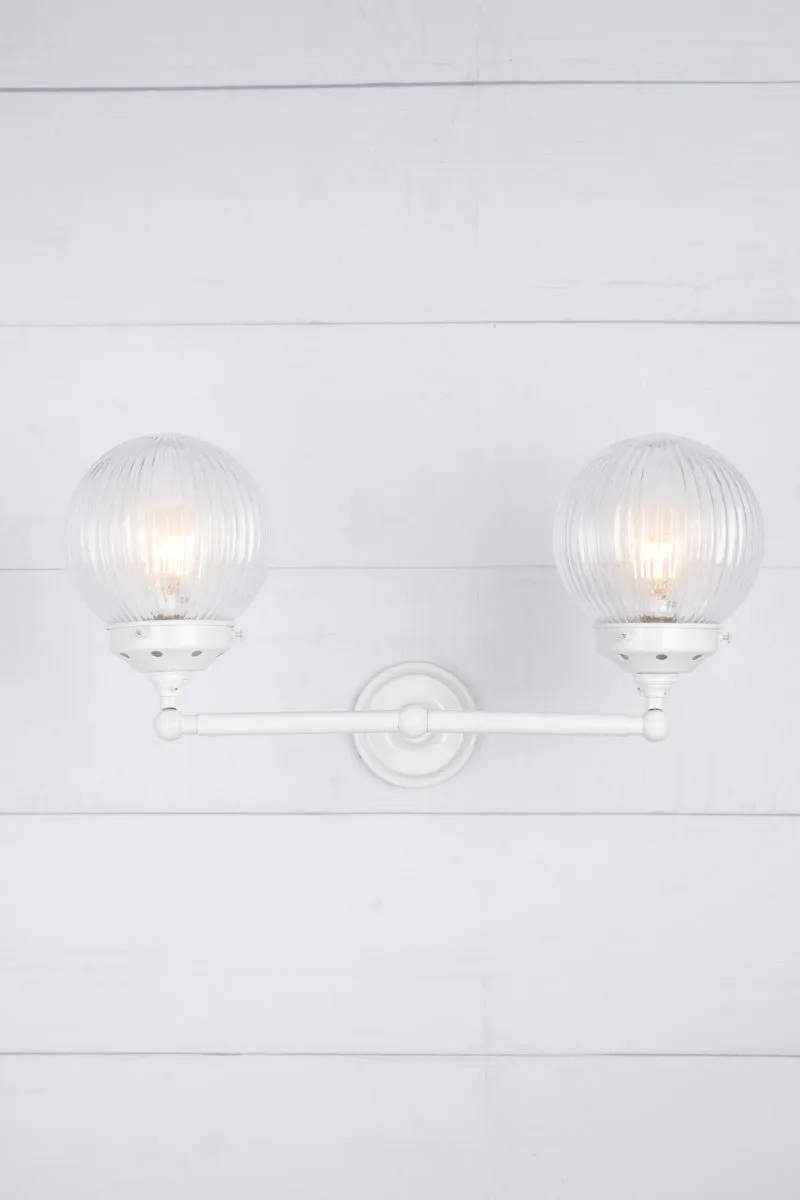 Dakota Reeded Glass Double Wall Light Fixture