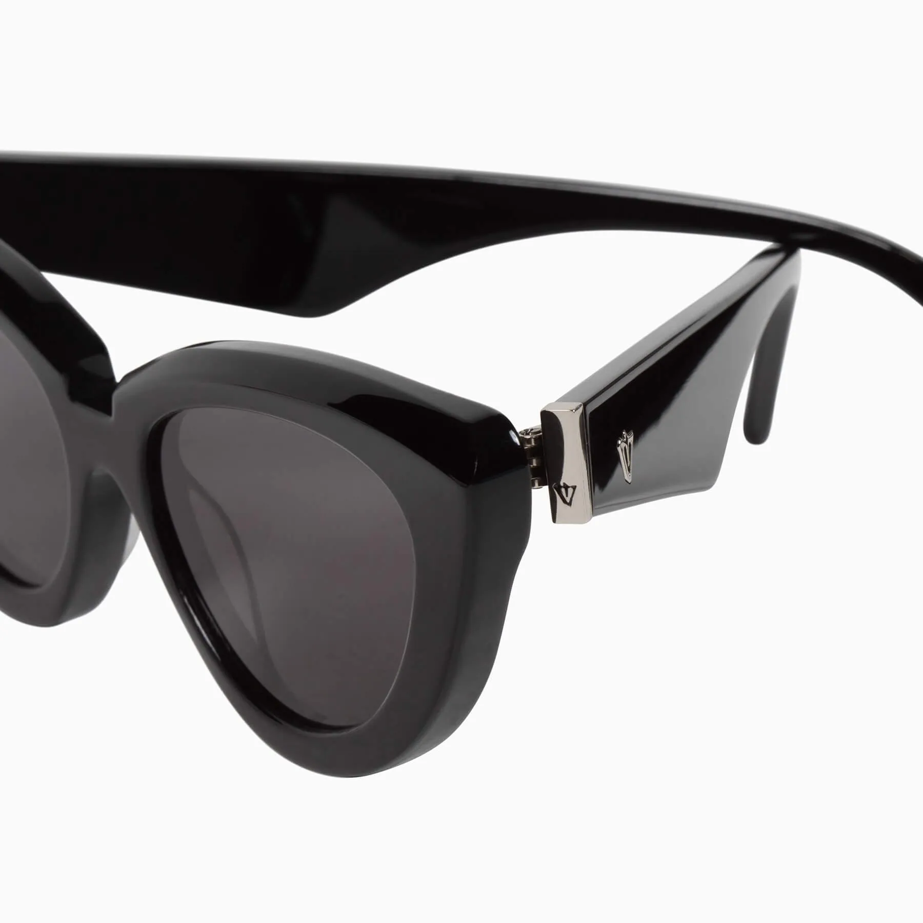 Dayze | Sunglasses - Gloss Black w. Silver Metal Trim / Black Lens