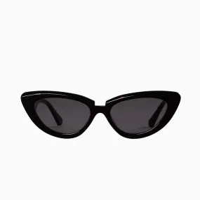 Dayze | Sunglasses - Gloss Black w. Silver Metal Trim / Black Lens