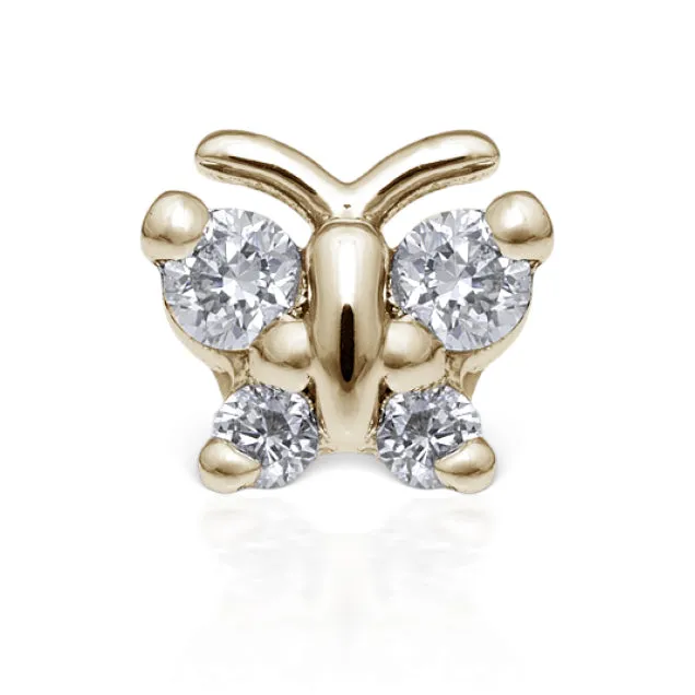 Diamond Butterfly Earring by Maria Tash in 18K Gold. Flat Stud.