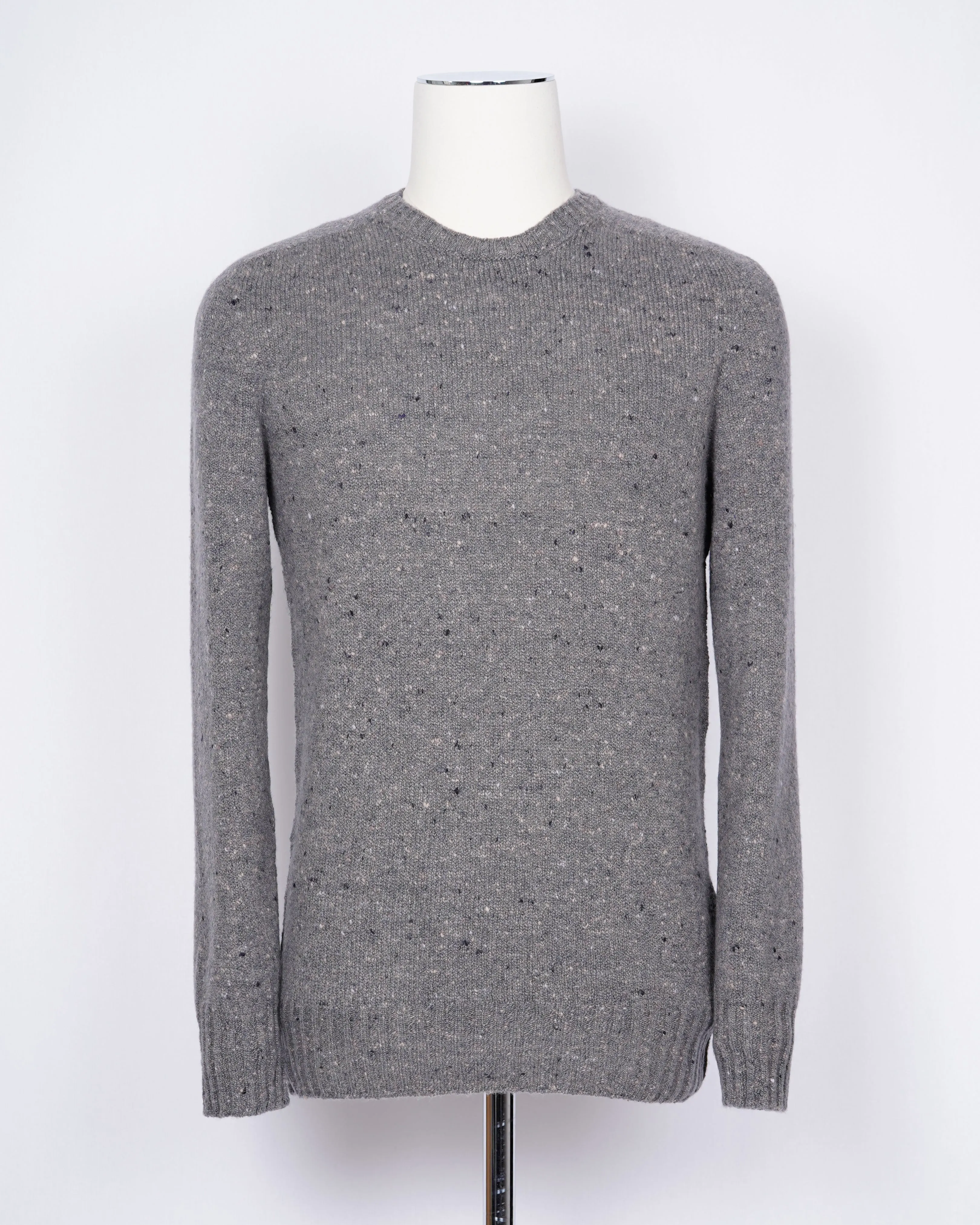 Drumohr Wool & Cahsmere Crew Neck Knit  / Grey Donegal