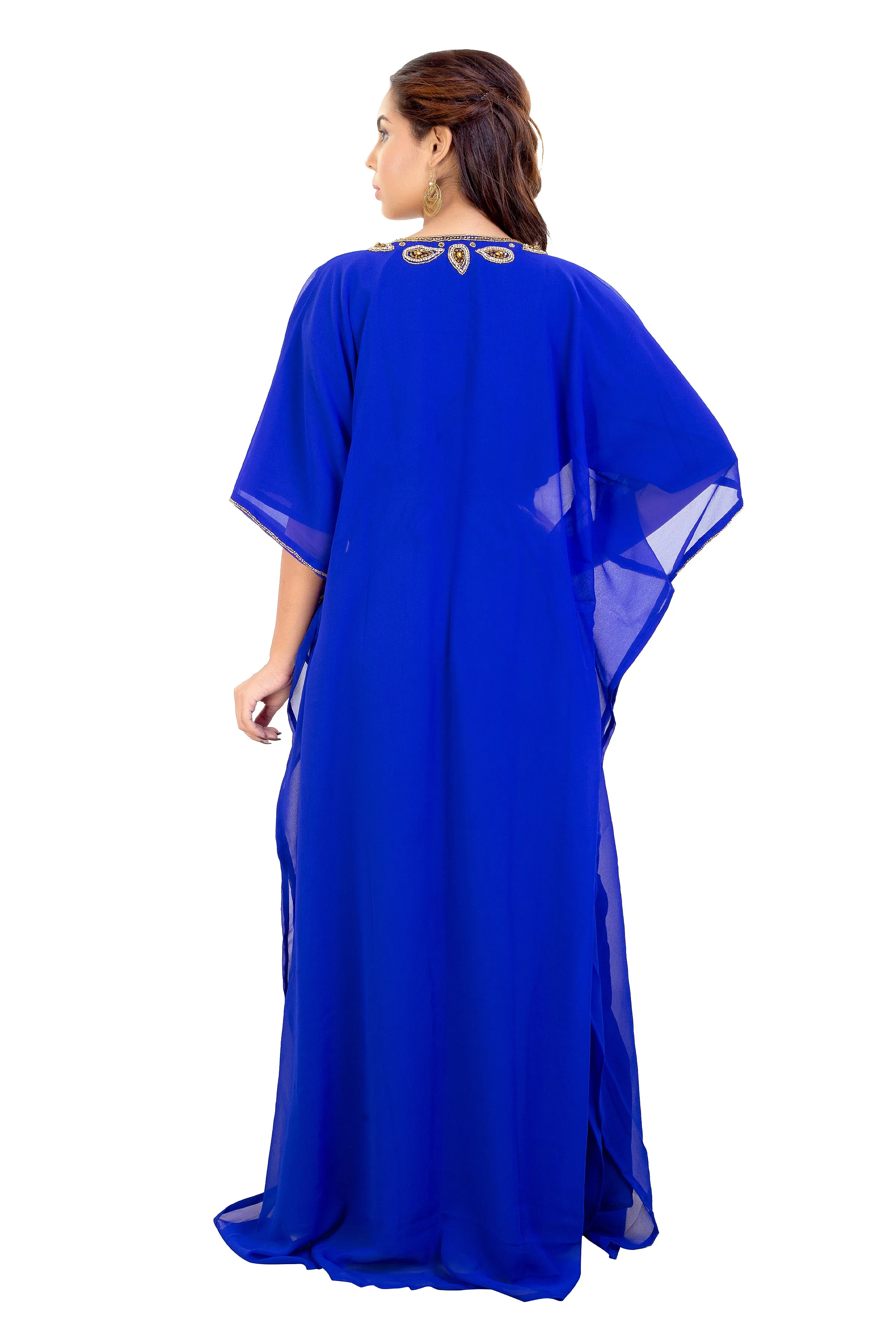 Dubai Farasha Kaftan Maxi with Rhinestones and Sequins