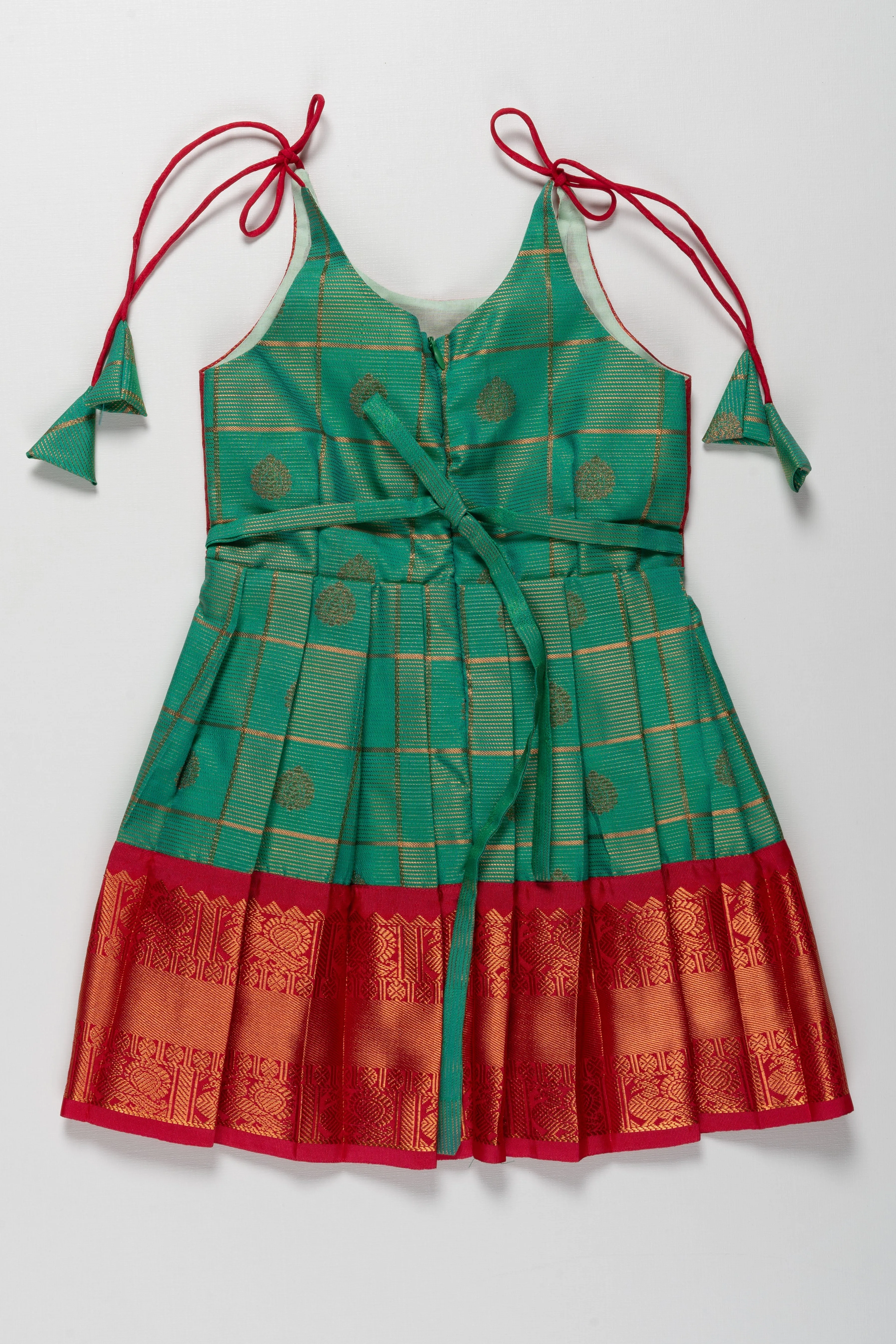 Elegant Silk and Pattu Tie-Up Frocks for Girls - Perfect for Annaprasana & Temple Ceremonies