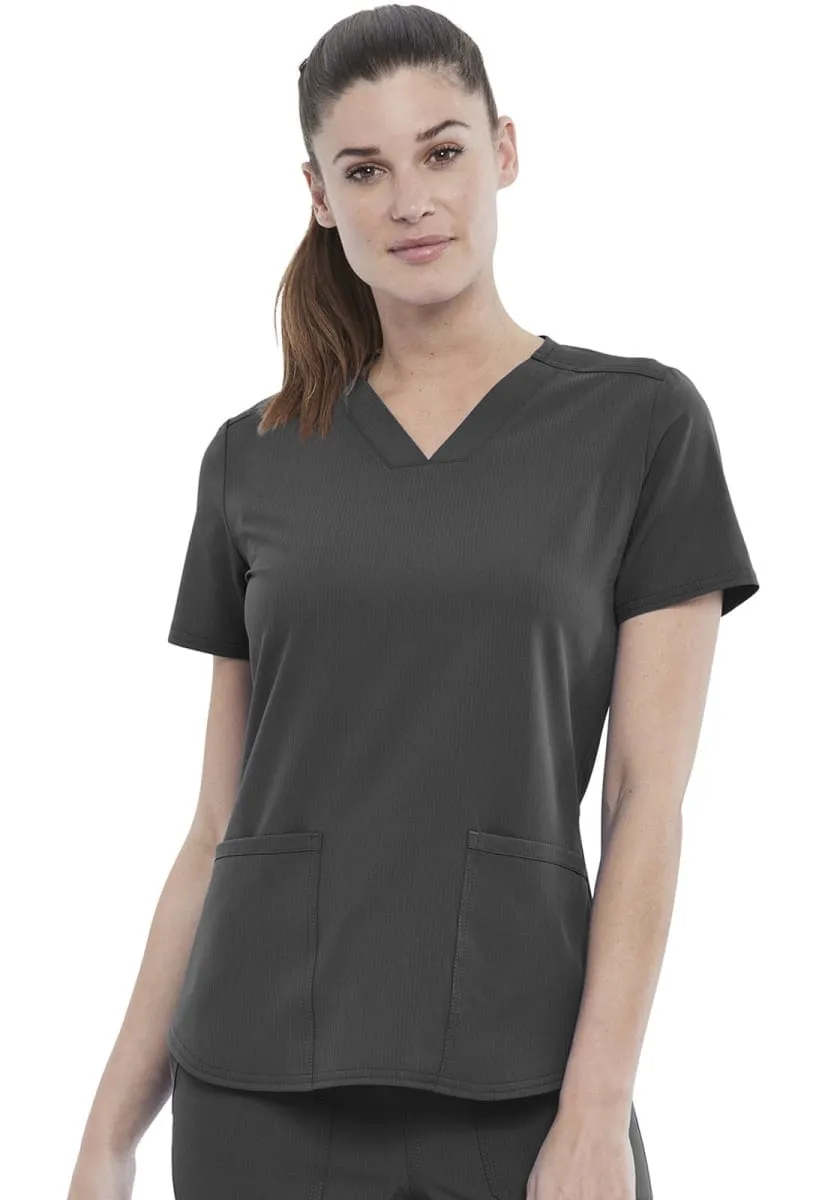 Elle Simply Polished 2 Pocket V-Neck Top Pewter EL622