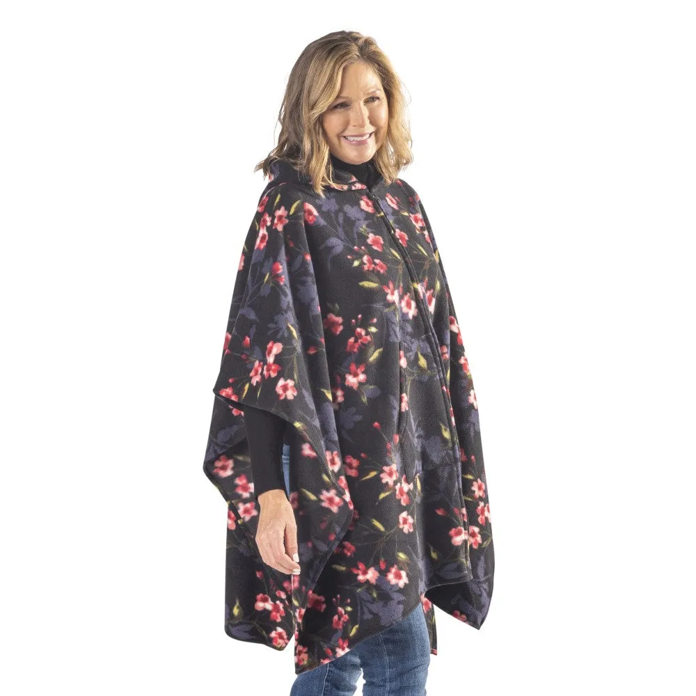 Flora Hooded Full Zip Fleece Poncho