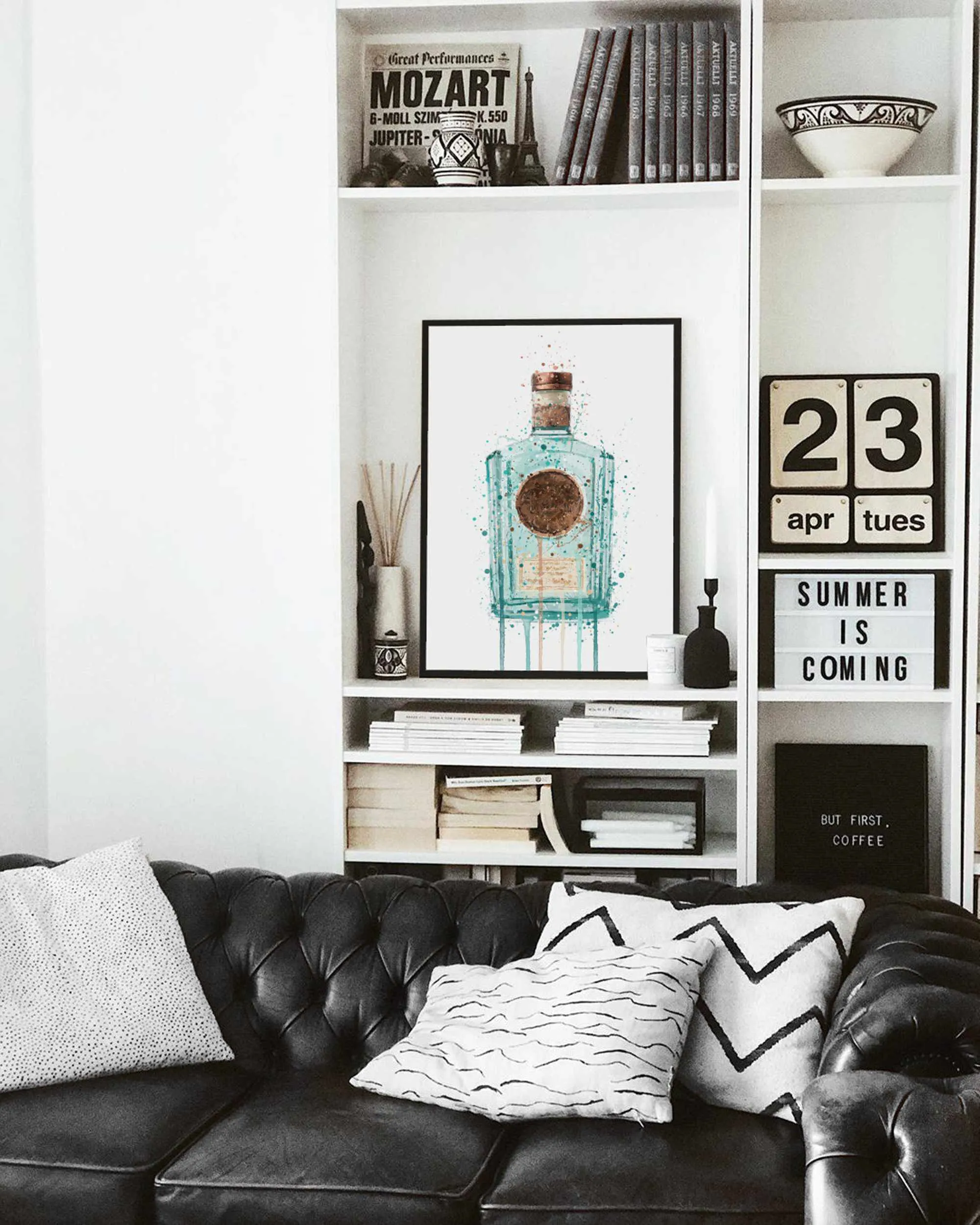 Art Deco Gin Bottle Wall Art Print - Elegant Vintage Decor for Home and Bar