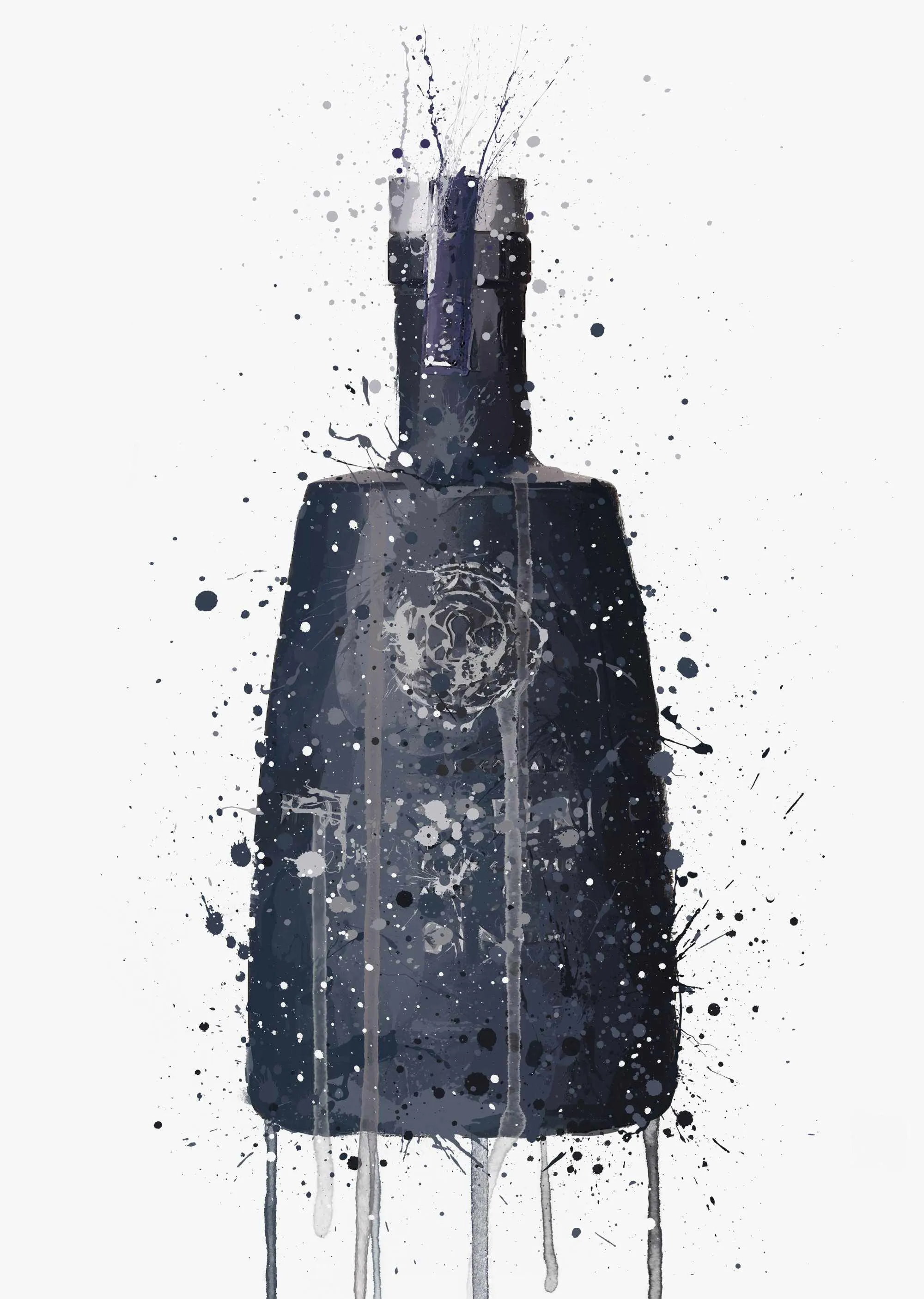 Gin Bottle Wall Art Print 'Dark Granite'