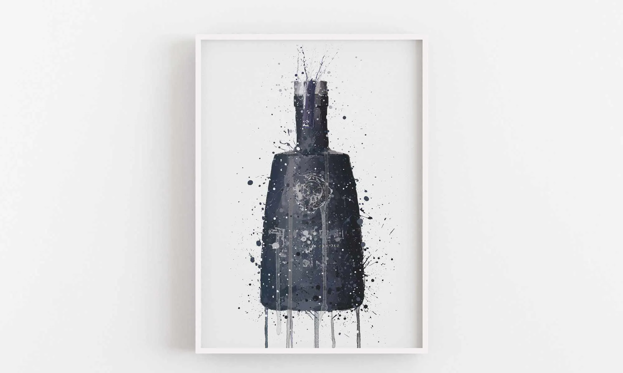 Gin Bottle Wall Art Print 'Dark Granite'