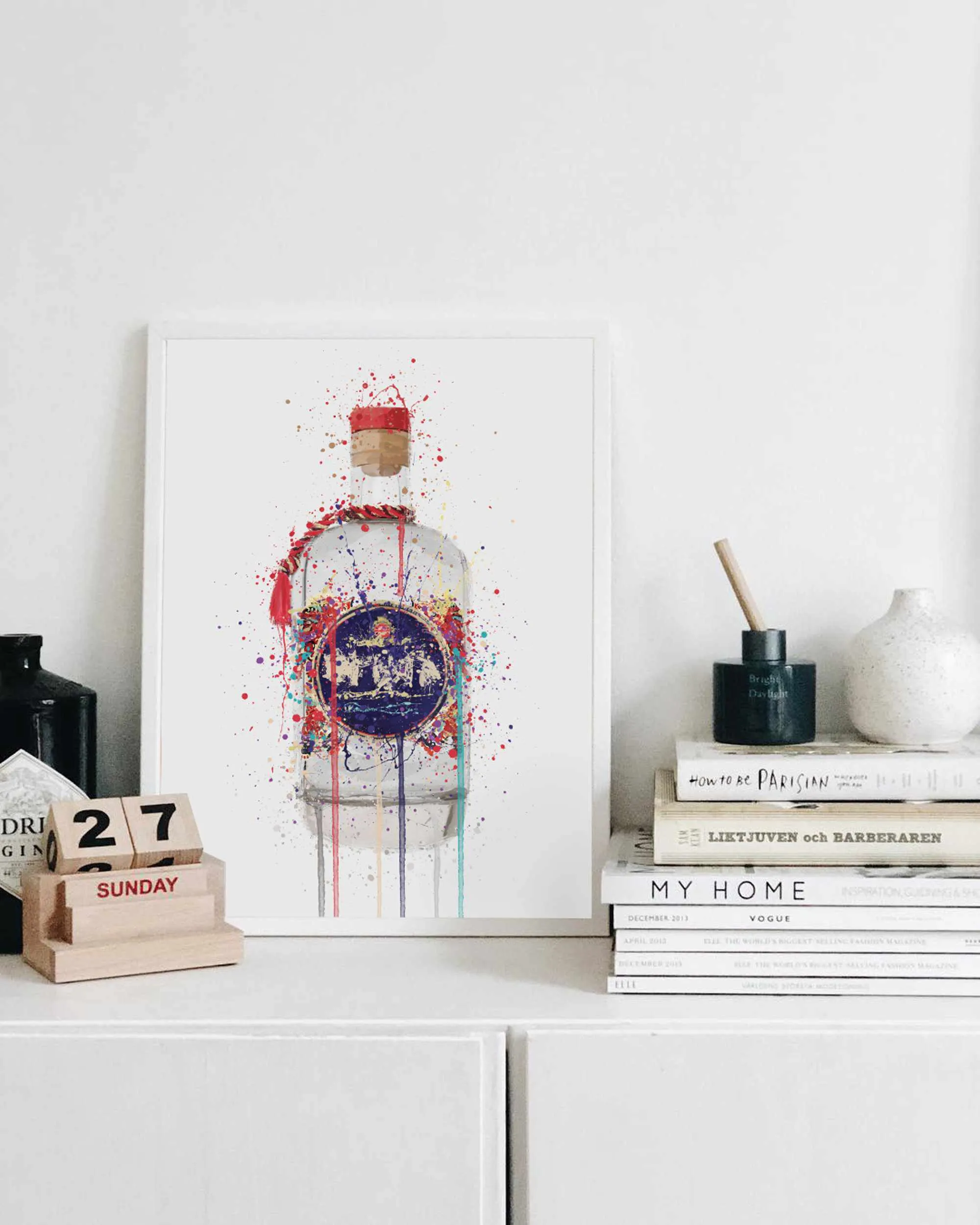 Gin Bottle Wall Art Print 'Tusk'