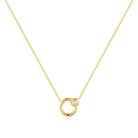 Gold Hoop Freshwater Pearl Necklace