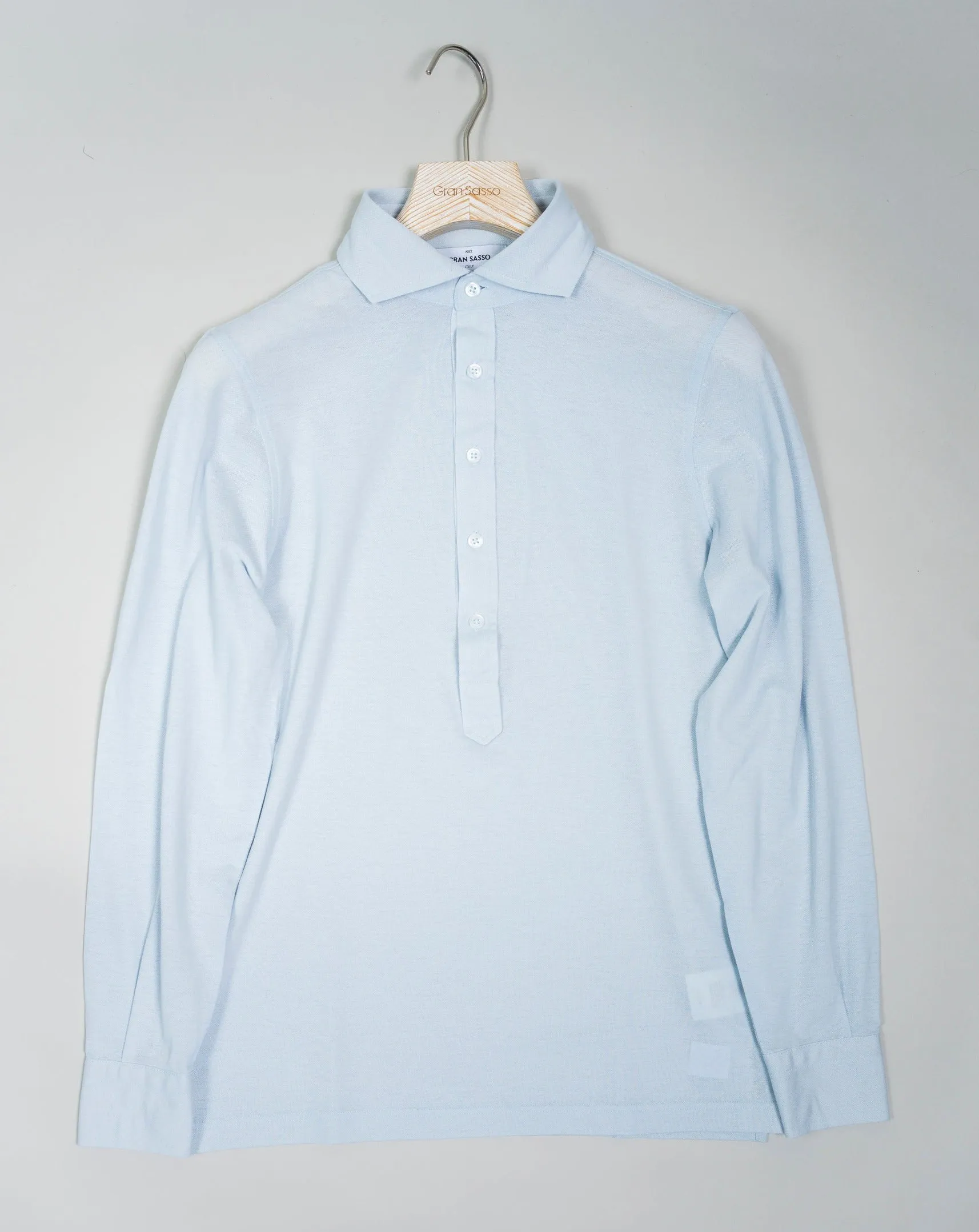 Gran Sasso Cotton Pop-Over Shirt / Light Blue