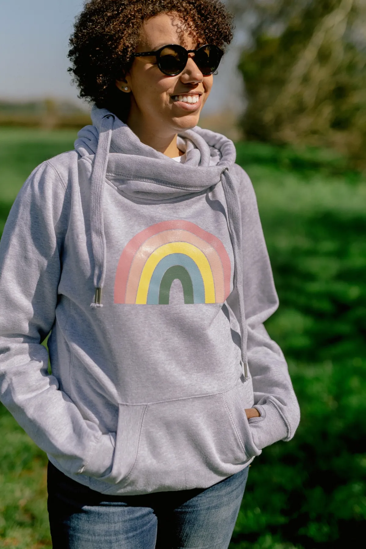 Haribow Hope Pastel Rainbow Hoodie - Grey