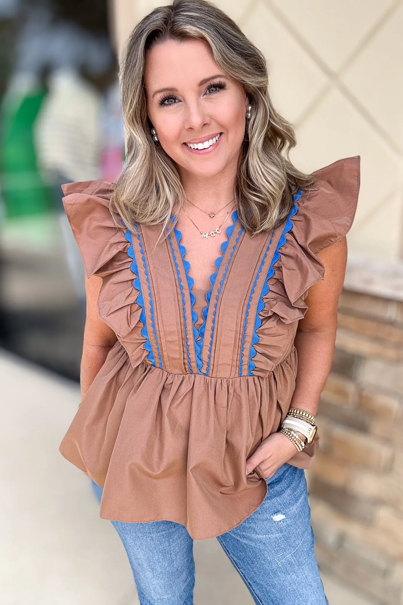 Have Mercy Ruffle Top - Mocha