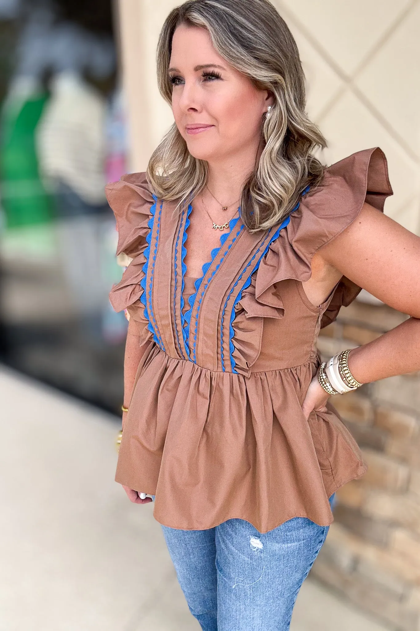 Have Mercy Ruffle Top - Mocha