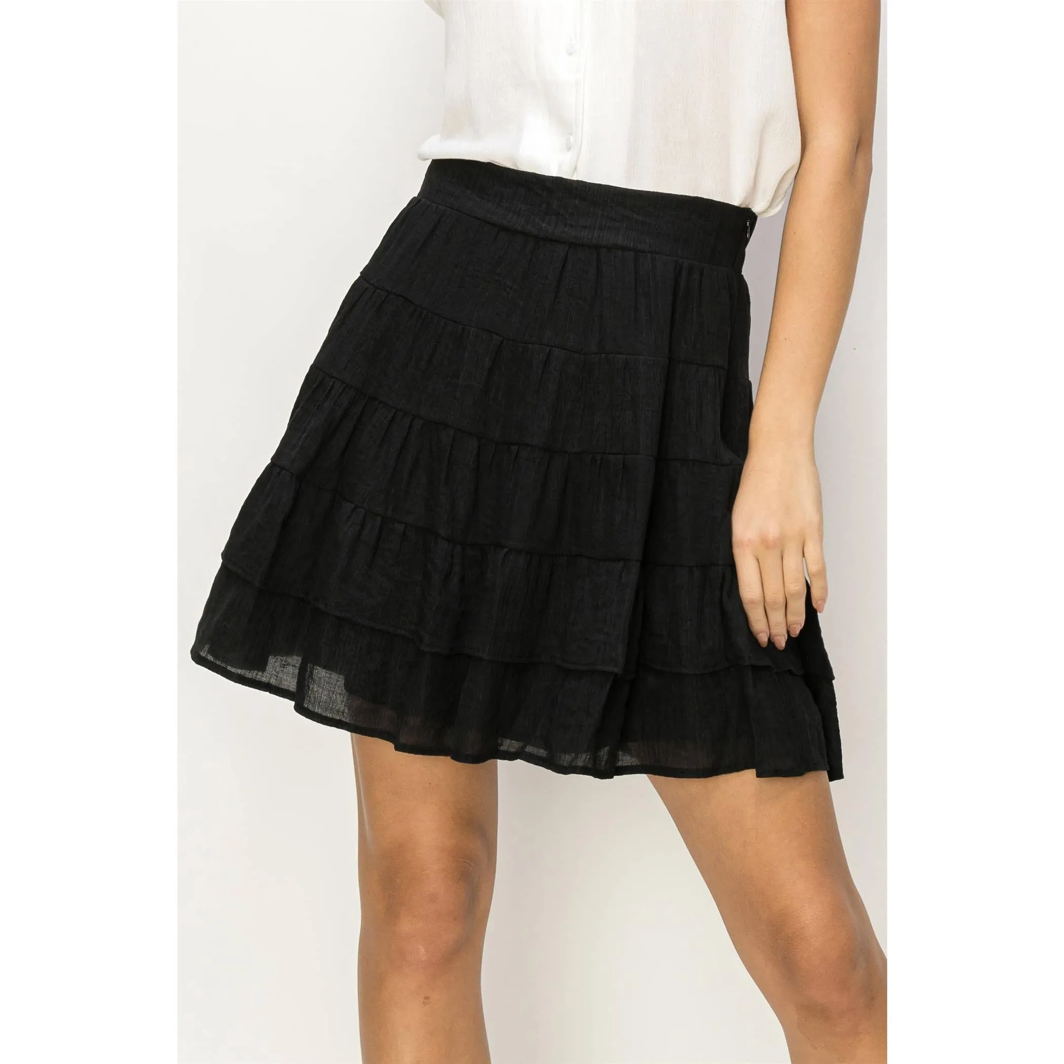 High-Waist Tiered Mini Skirt