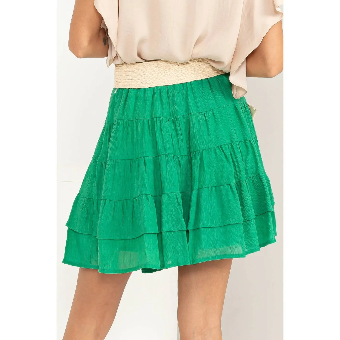 High-Waist Tiered Mini Skirt