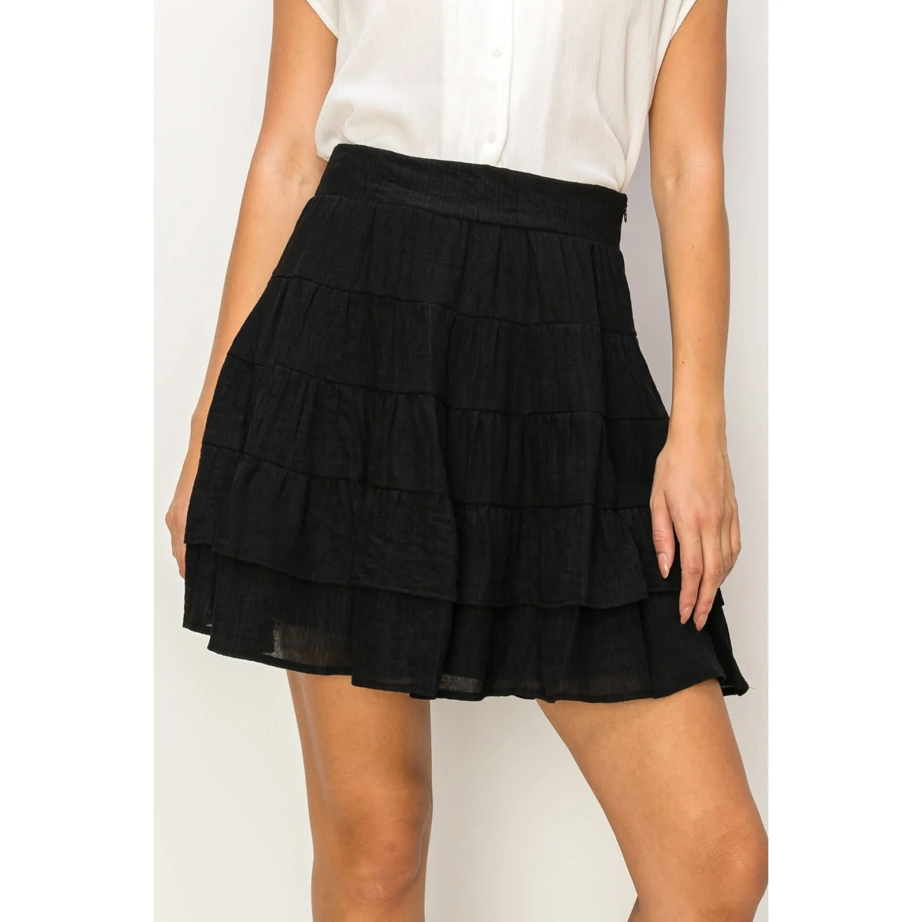 High-Waist Tiered Mini Skirt