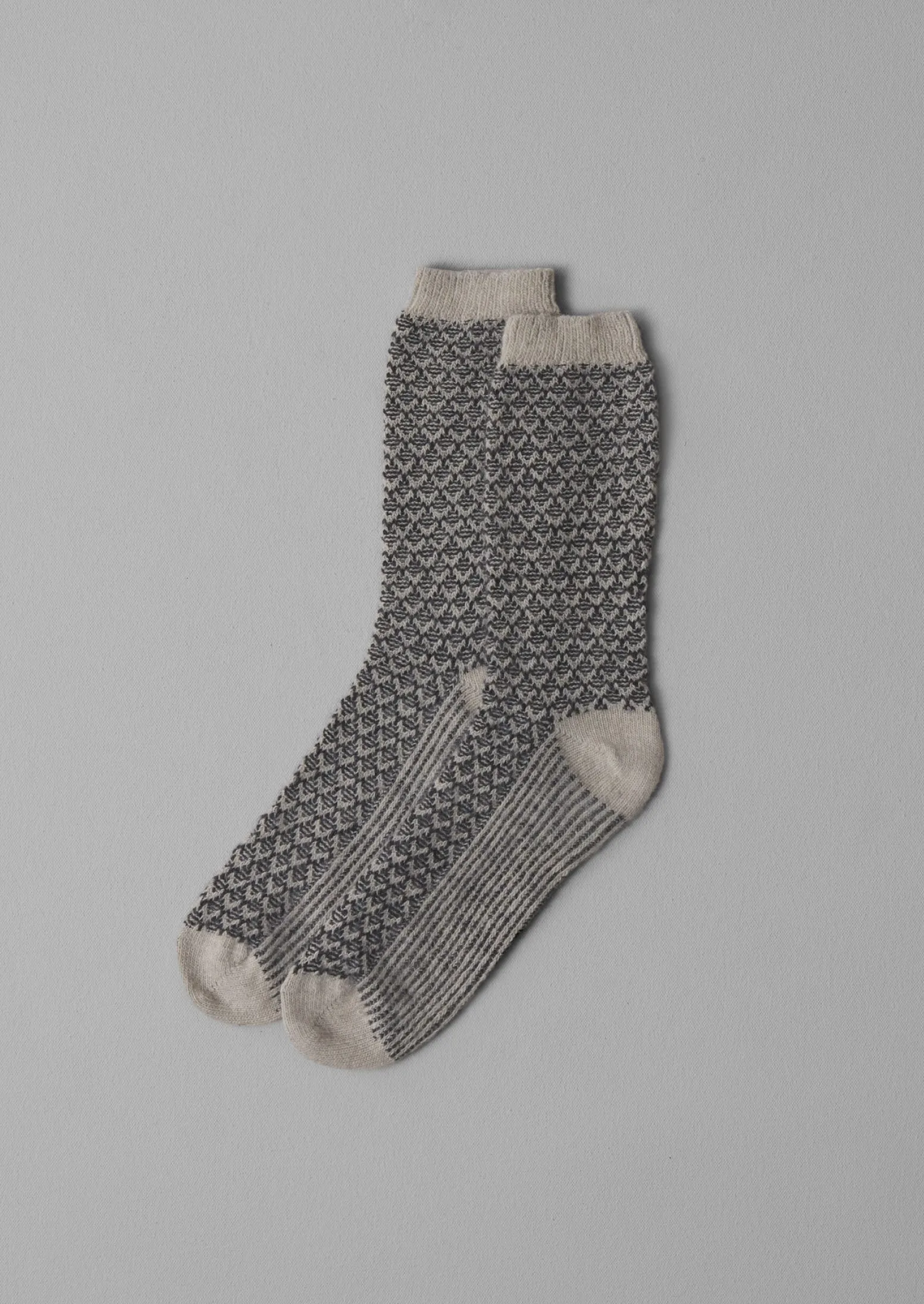 Premium Wool Socks with Honeycomb Stitch in Putty/Kohl Colors