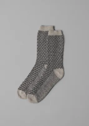 Premium Wool Socks with Honeycomb Stitch in Putty/Kohl Colors