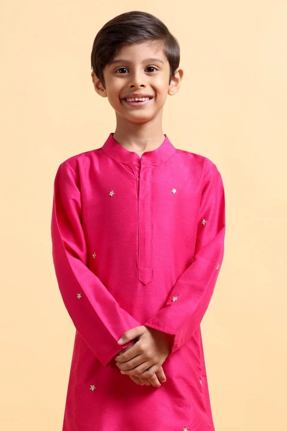 Hot Pink Embriodery Kurta and Dhoti Set