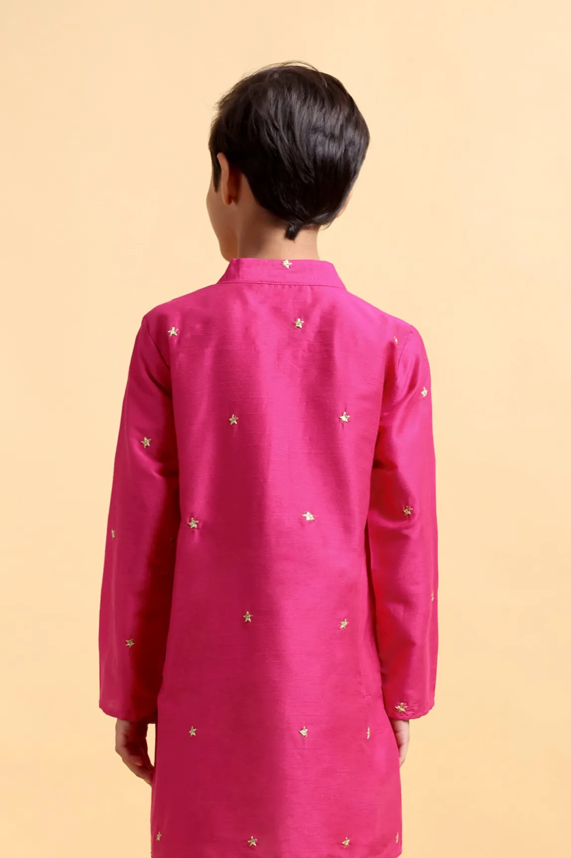 Hot Pink Embriodery Kurta and Dhoti Set