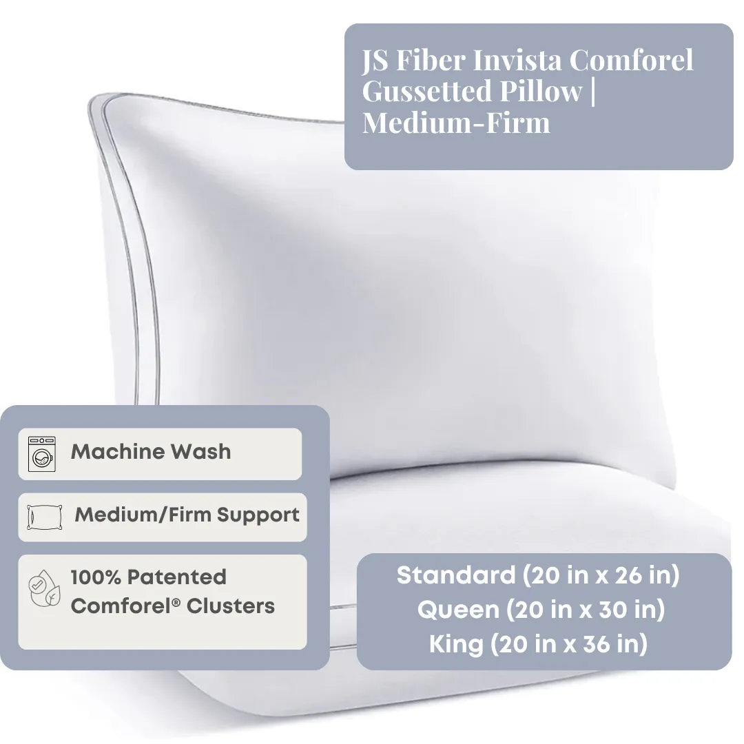 JS Fiber Invista Comforel Gussetted Pillow | Medium-Firm