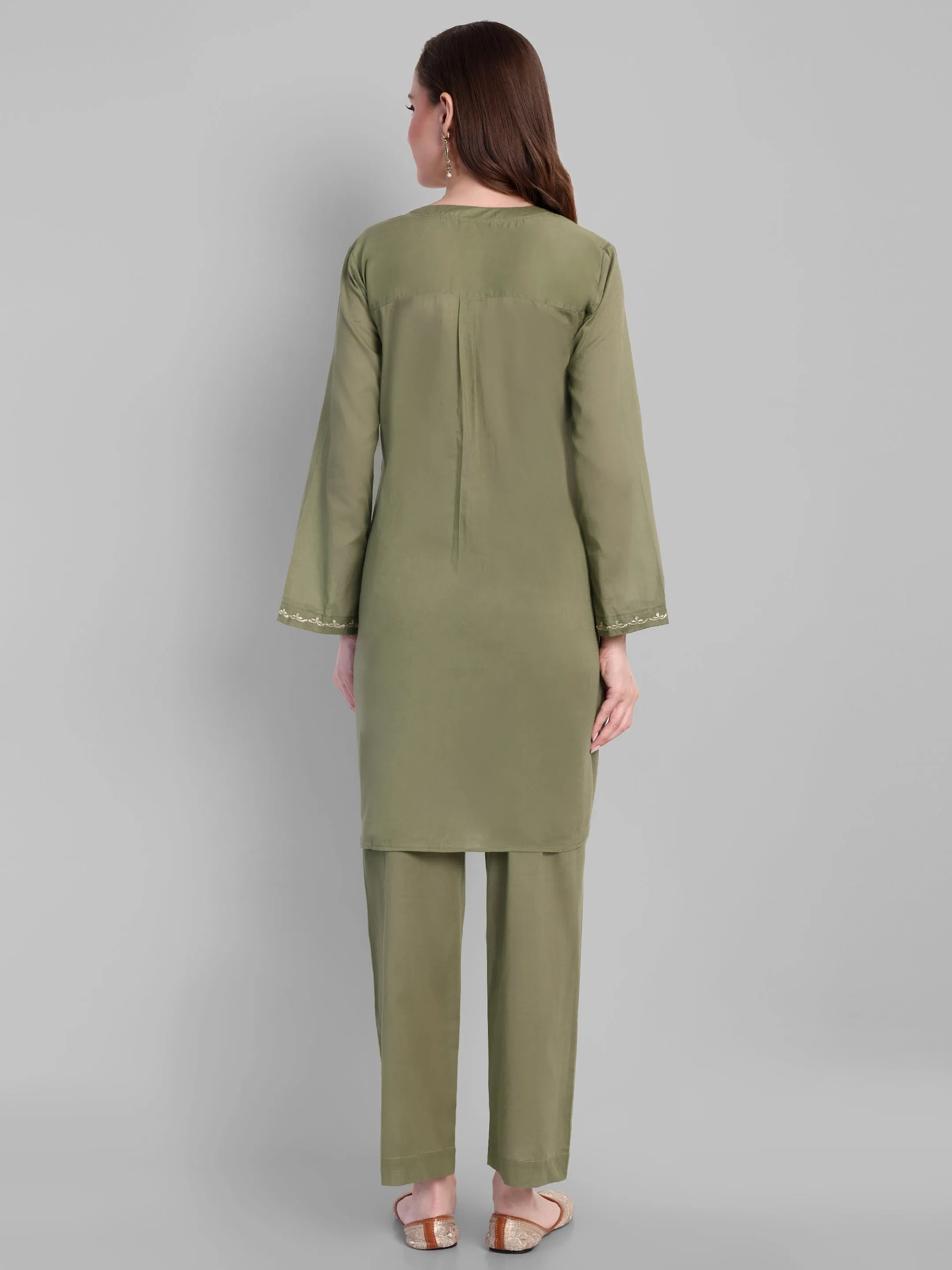 Khaki Green Mul Co-ord Set