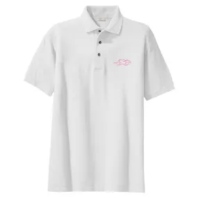 Kids Classic Pique Polo - White with Pink