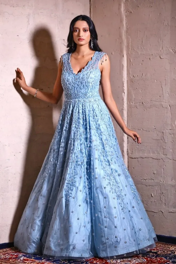 Light blue gown