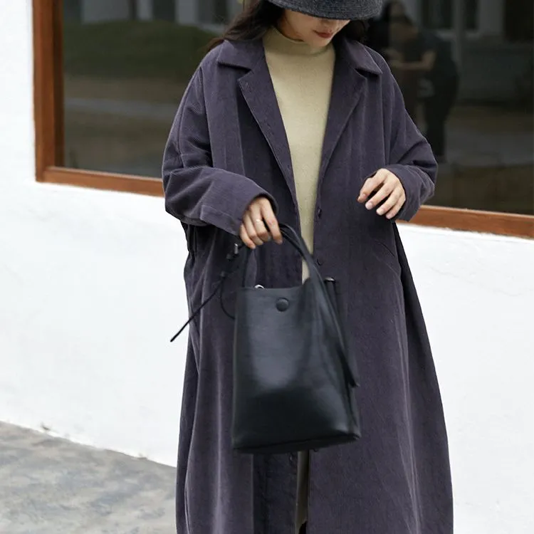 Long Winter Coats for Women, Corduroy Trench, Loose Casual Warm Overcoat