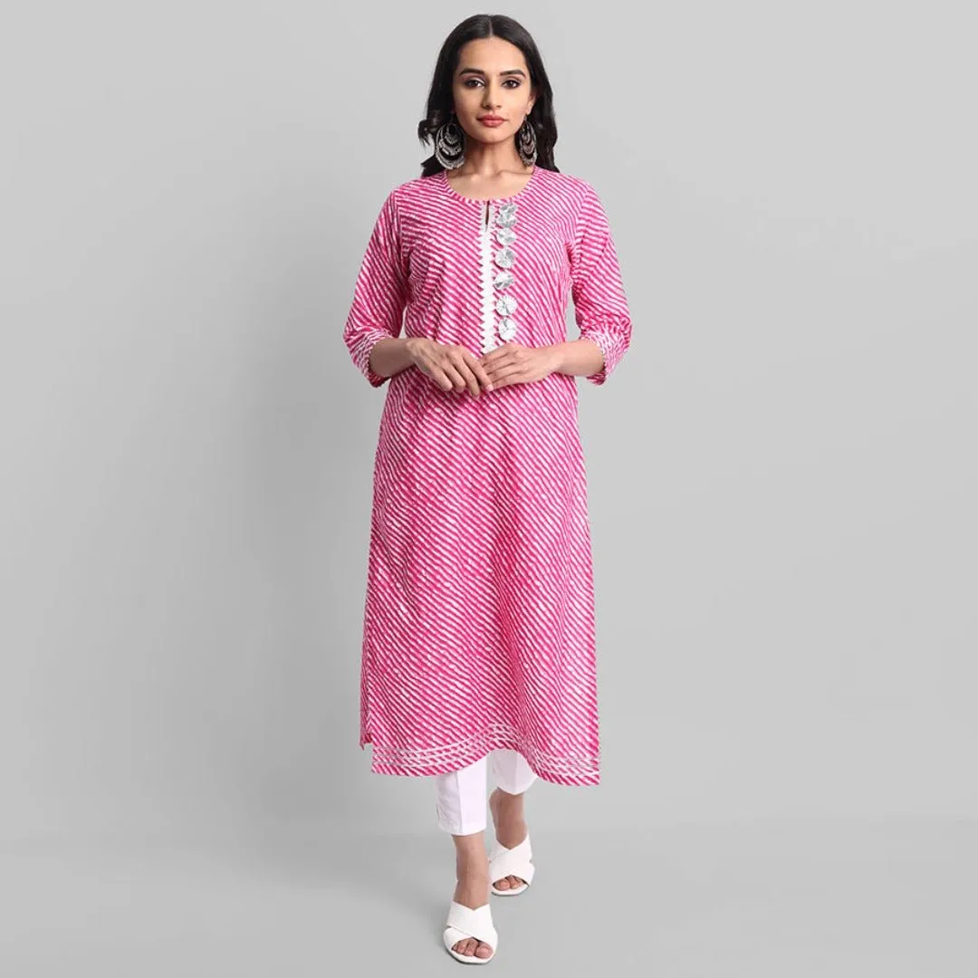 Magenta Rakhiphool Leheriya Kurta