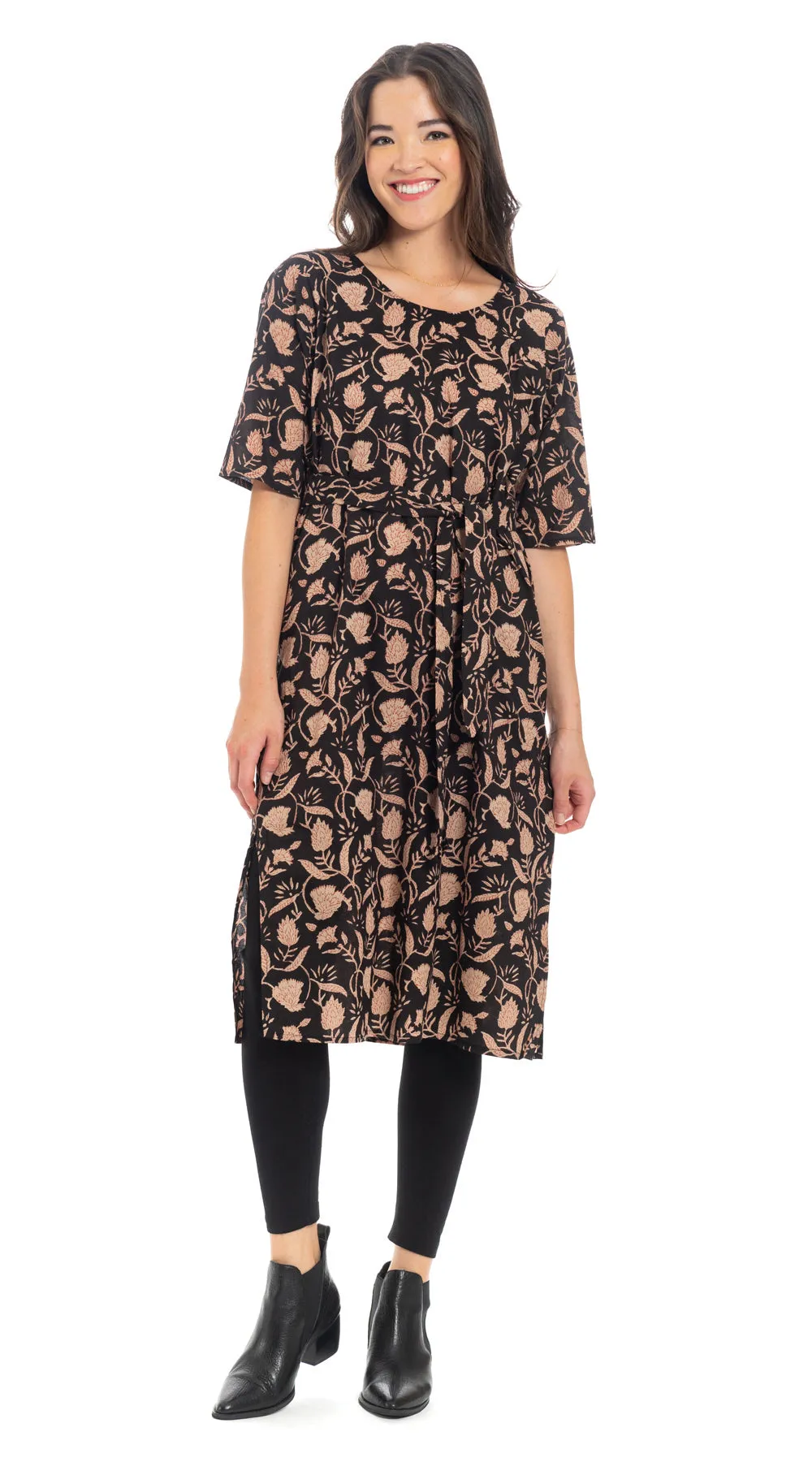 Meera Dress - org.cotton blockprint - onyx