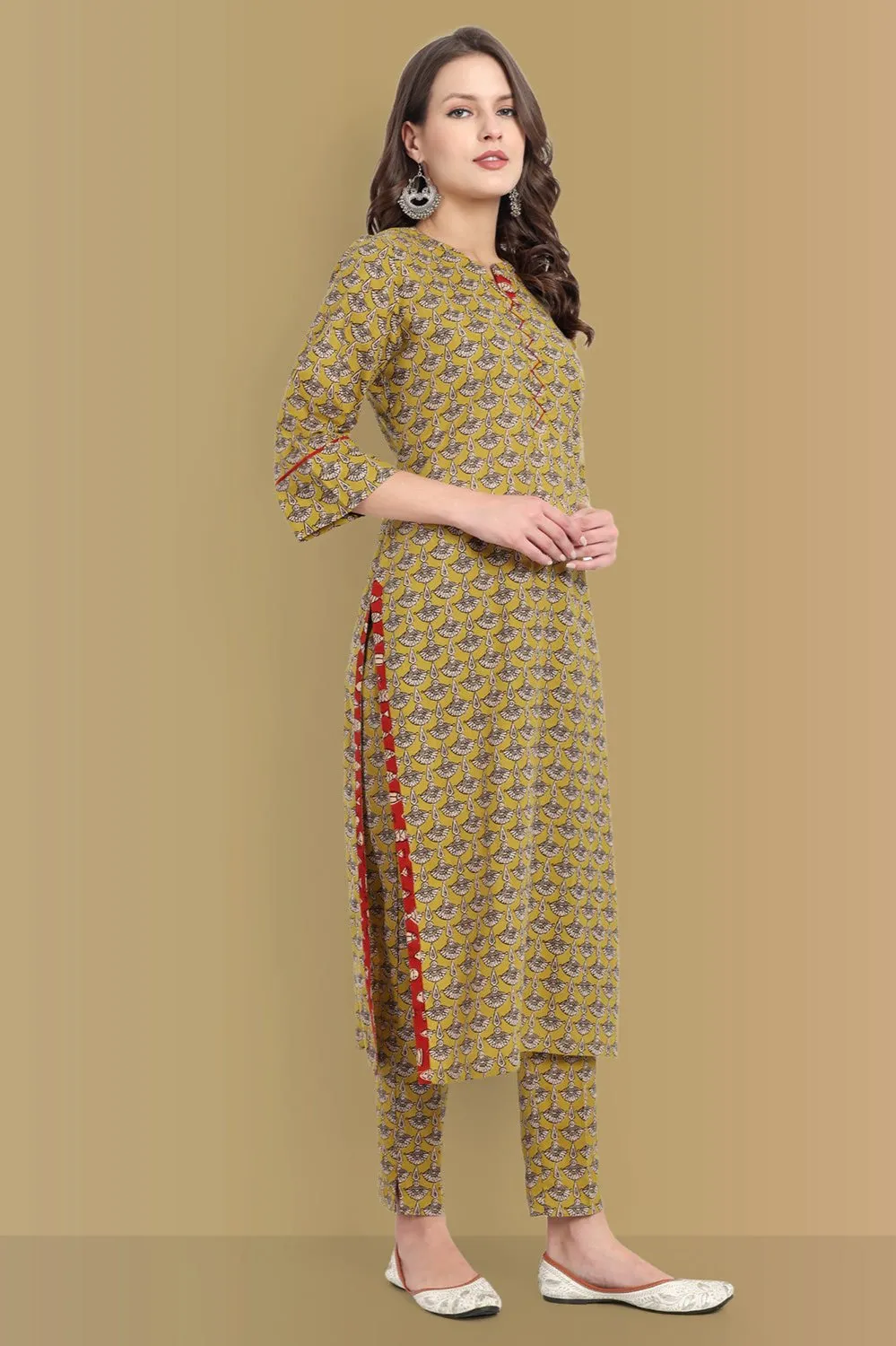 Meera Straight Ajrak Kurta with neck detailing