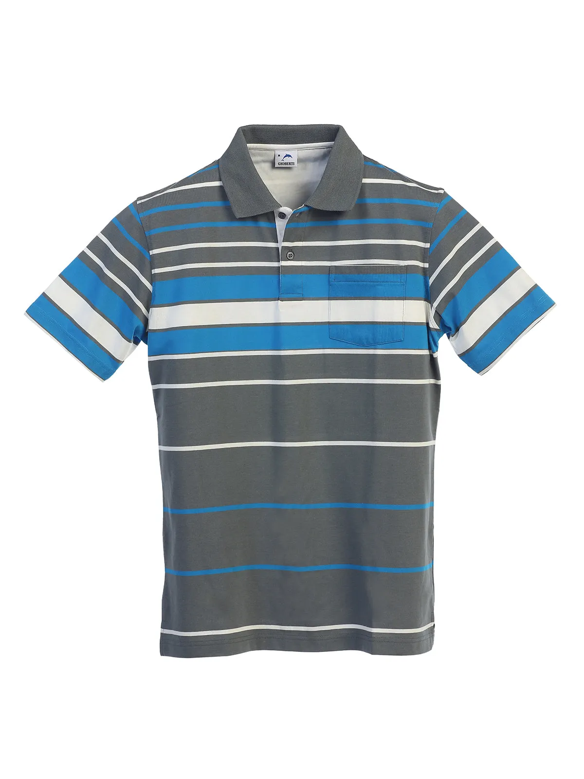 Classic Mens Striped Polo Shirt with Convenient Pocket